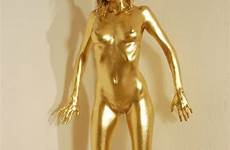 gold smutty bodypaint model