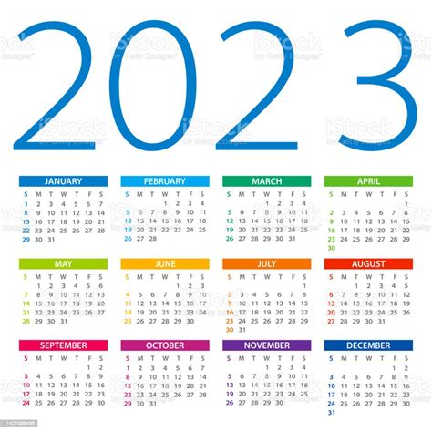 Ilustración De Calendario 2023 Ilustración Vectorial En Color La Semana
