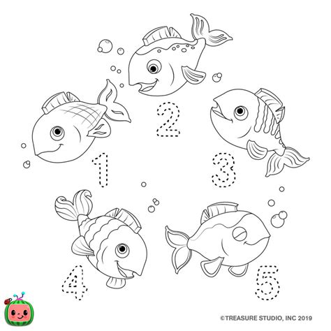 Cocomelon Coloring Pages Count 12345 Fish