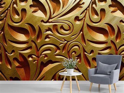 Wall Mural Gold Pattern Large Abstract 3D Wallpaper Unique 3D Etsy