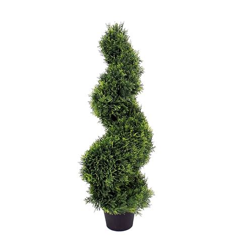 Blooming Artificial Premium Artificial Cedar Spiral Topiary Tree Uv