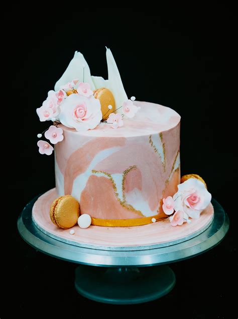 Marble Floral Birthday Cake Cake Zone