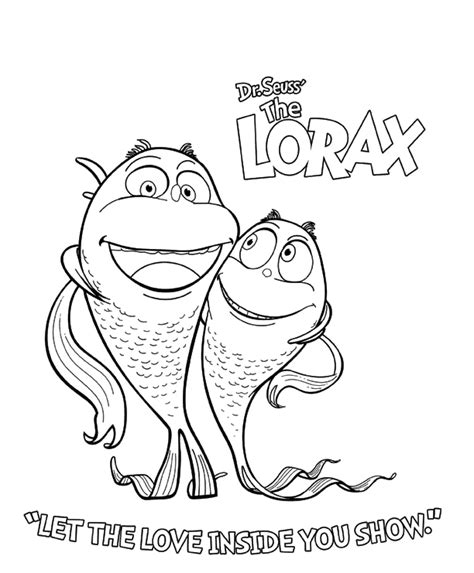 My 3 year old can sing several of the songs by heart and they watch it on their kindles all of the time. Lorax coloring pages humming fish | The lorax, Coloring ...