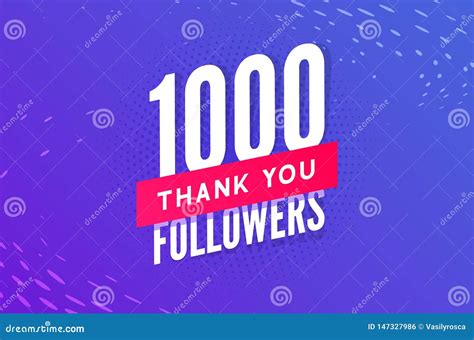 1000 Followers Vector Greeting Social Card Thank You Followers Stock