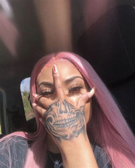 Female Skull Face Hand Tattoo