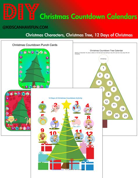 Printable Christmas Countdown Calendars Kidscanhavefun Blog Play