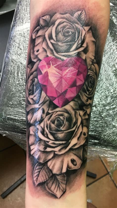 Rose Diamond Pink Tattoo Tattoos Rose Tattoos Half Sleeve