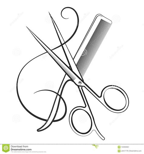Scissors With A Comb And Curl Hair Stock Vector Illustration Of Hair