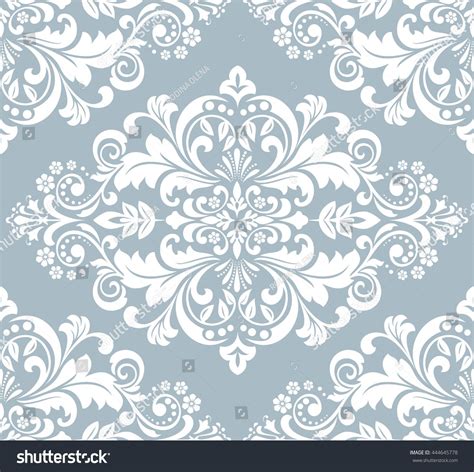 Floral Pattern Wallpaper Baroque Damask Seamless Background Blue