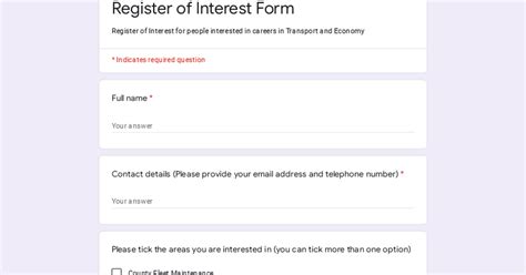 Register Of Interest Form