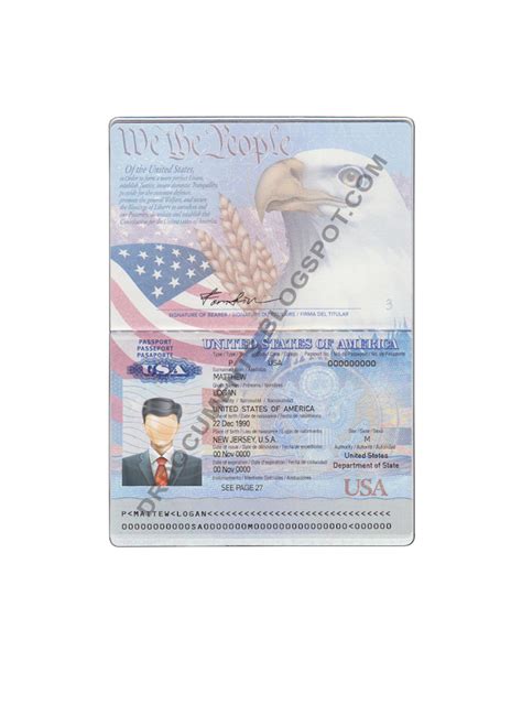 Us Passport Template Editable Psd