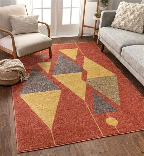 Modern design and bold colors of art deco rugs, are unique and truly one of a kind. Well Woven Gatlin Modern Art Deco Abstract Red & Gold Area ...