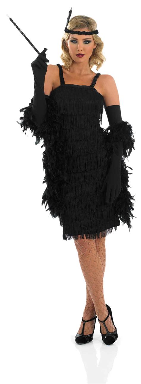 Ladies Roaring 20s Girl Black Costume For Flapper Gangsters And Molls