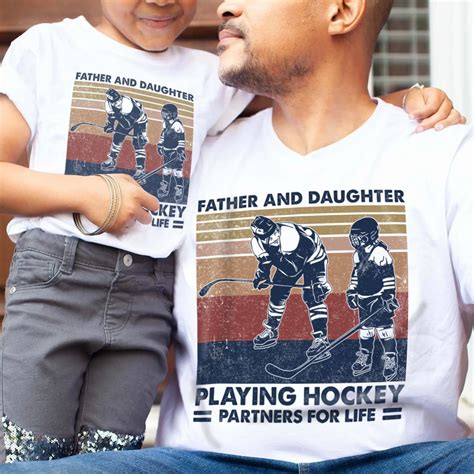 Hockey Player Father And Daughter Playing Hockey Partners For Life