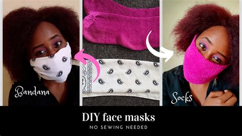 Simple Diy Face Masks Using Bandana And Socks No Sewing Youtube
