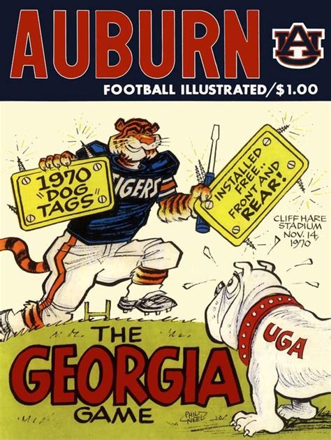 1970 Auburn Tigers Vs Georgia Bulldogs 30x40 Canvas Historic Football
