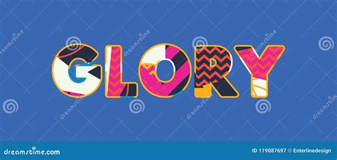 Glory Concept Retro Colorful Word Art Illustration Cartoon Vector