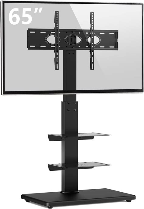 Rfiver Universal Swivel Floor Tv Stand With Sturdy Wood Base For 32 65