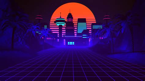 80s Synthwave And Retrowave Background 3d Illustration