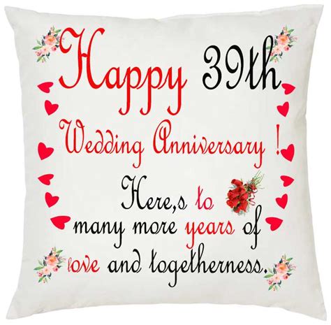 Buy Juvixbuy Happy 39th Wedding Anniversary Printed White Cushion 12