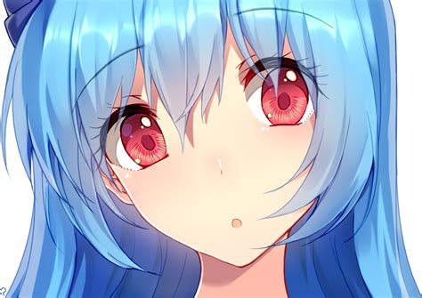 Download 2046x1448 Anime Girl Face View Close Up Red Eyes Aqua Hair