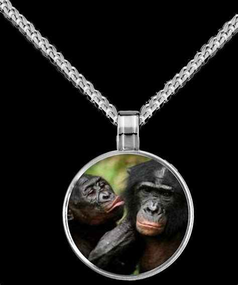 Monkeys Necklacependant W20 Silver Chain Or Suede Etsy