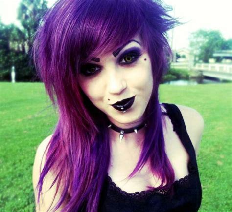 Beautiful Goth Girl With Purple Hair Girl With Purple Hair Dark