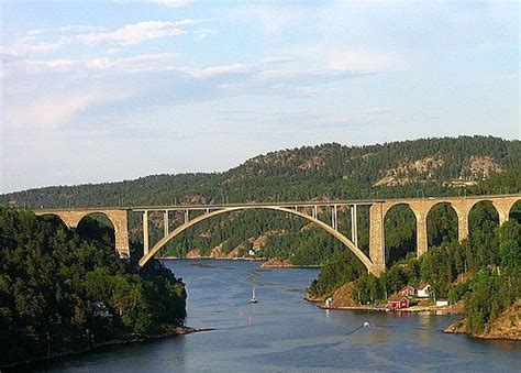 The Old Svinesund Bridge Joining Sweden And Norway Over The Sound Of