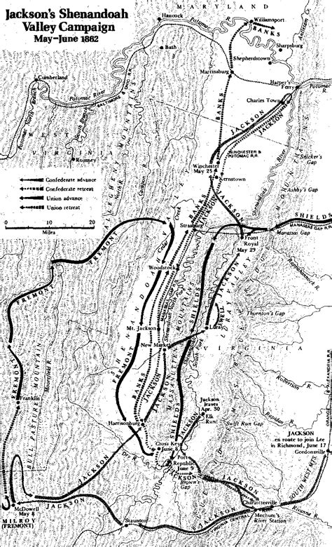 Stonewall Jackson Valley Campaign Shenandoah Civil War Map