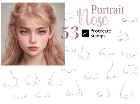 Procreate 53 Nose Stamps Brush Portrait Guides Tattoo Drawing Etsy