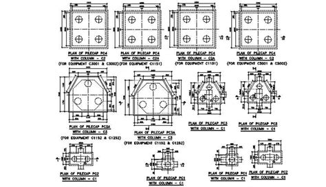Pile Cap Layout And Sections Details Cad Template Cad Templates My