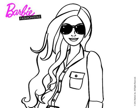 Dibujo De Barbie Con Gafas De Sol Para Pintar Y Colorear En Línea