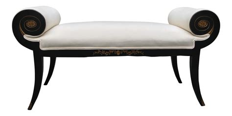 Elegant Hollywood Regency Recamier Bench With Rolled Arms And Curved