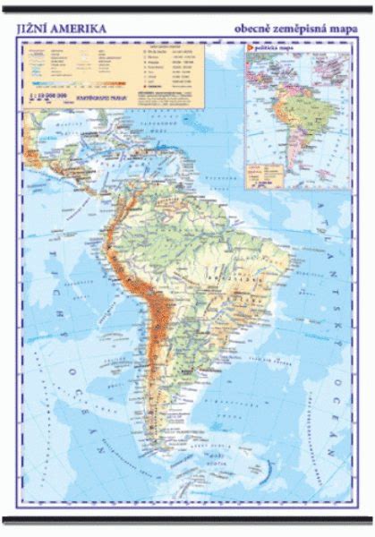 Jižní Amerika Nástěnná Obecně Zeměpisná Mapa školní Od Z Nakl