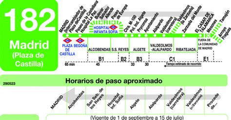 Horarios De Autobús 182 Madrid Plaza Castilla Algete Valdeolmos