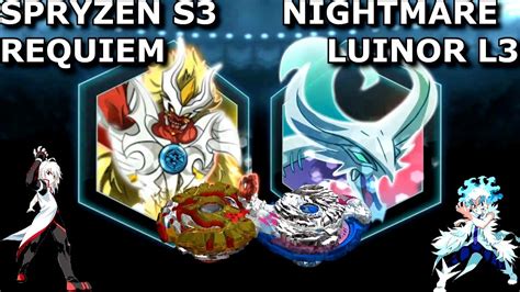 In this episode of beyblade burst evolution app gameplay we show you all the luinor l2 layers from hasbro!?!?!?this is a kid friendly and family friendly. SPRYZEN REQUIEM S3 vs NIGHTMARE LUINOR L3 - Beyblade Burst ...