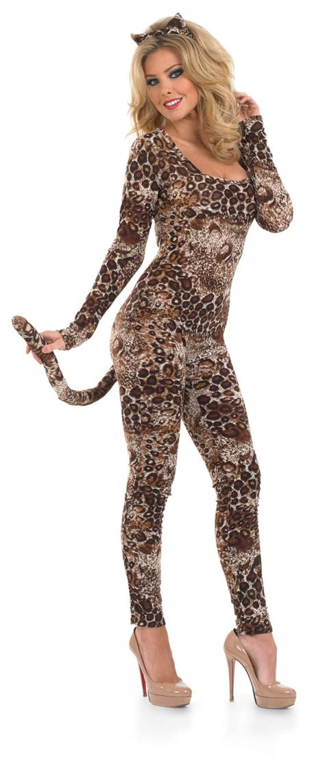 Ladies Cougar Catsuit Costume For Chav Milf Fancy Dress Adults Womens