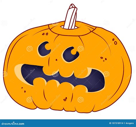 Cute Scary Halloween Pumpkin Illustration Stock Illustration