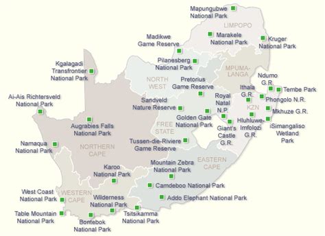 South Africa National Parks Map