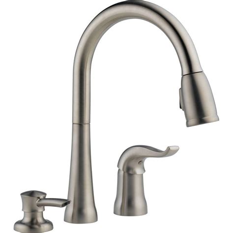 Why choose delta kitchen faucets? Delta Brushed Nickel Pull Down Faucet, Pull-Down Brushed ...