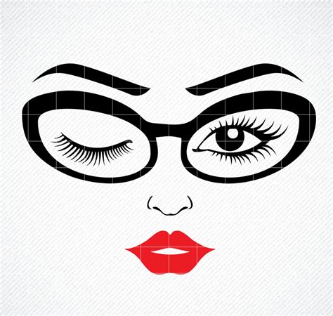 Womens Face Svg Girl In Glasses Svg Women Face Png Eye Lashes Svg