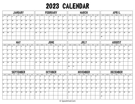 2023 Yearly Calendar Latest Calendar Printable Templates