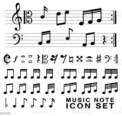 Standard Music Notes Symbol Set Vector Eps10 Stock Illustration