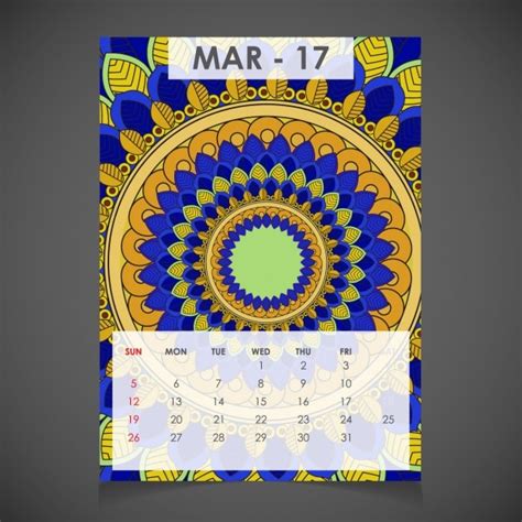 März Ornamental Kalender Für 2017 Kostenlose Vektor