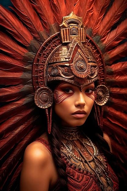 Premium Ai Image A Woman With A Native American Headdress And A Feather Headdress
