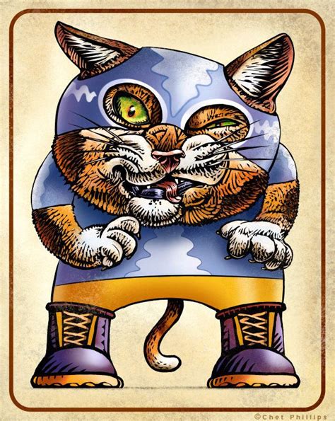 El Gato Loco The Crazy Cat 8 X 10 Lucha Libre Cat Whimsical Cat