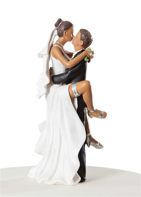 How do you go about picking wedding cake toppers funny? "Funny Sexy" African American Wedding Bride and Groom Cake ...