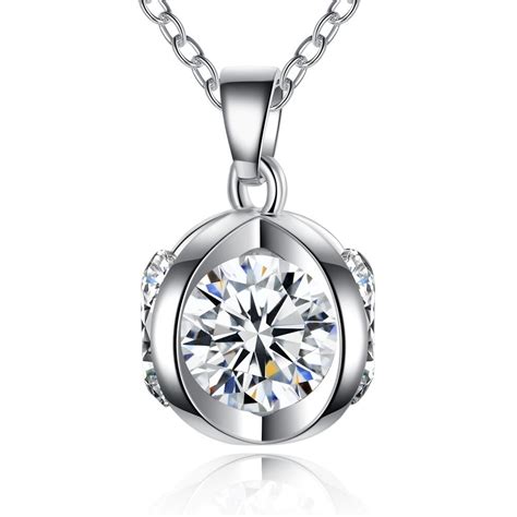Shiny Side Fashion Jewelry Simple Style Silver Plated Pendant Zirconia