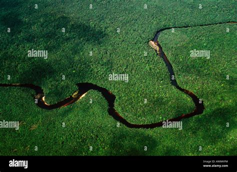 Aerial Shot Of Rio Churun Churun River And Rainforest Gran Sabana