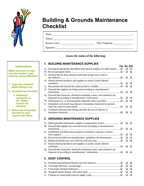 Sample Building Maintenance Checklist